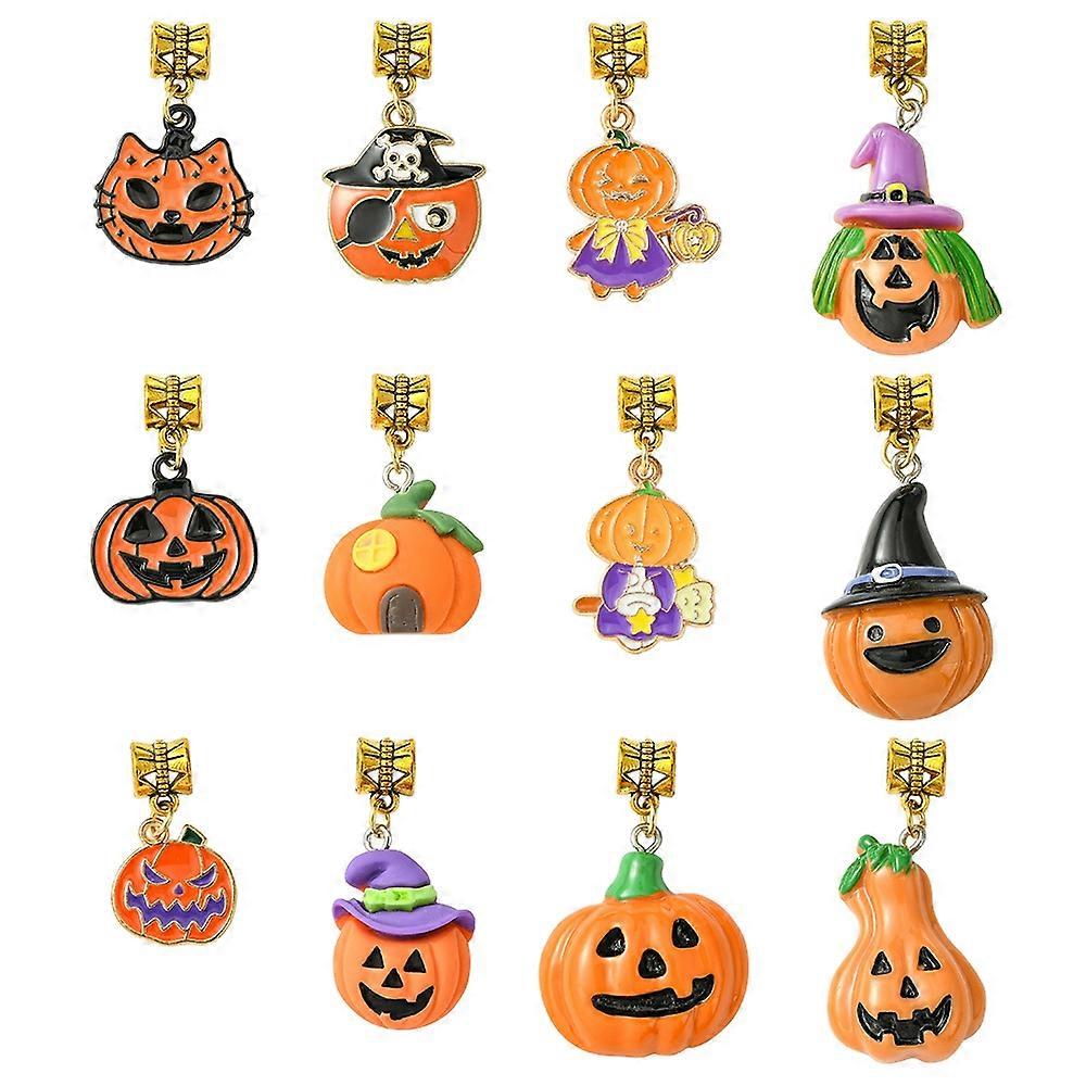 Craft Beads Halloween Theme Alloy Enamel & Resin European Dangle Charms Pumpkin