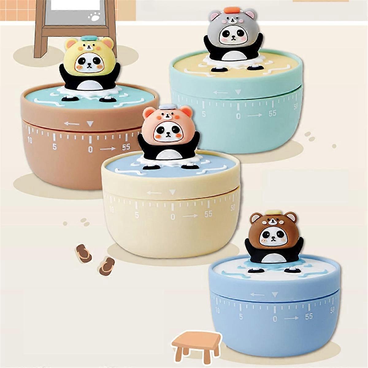 60 Min. Mechanical Kitchen Timer Panda Bathroom Manual Timer Yellow