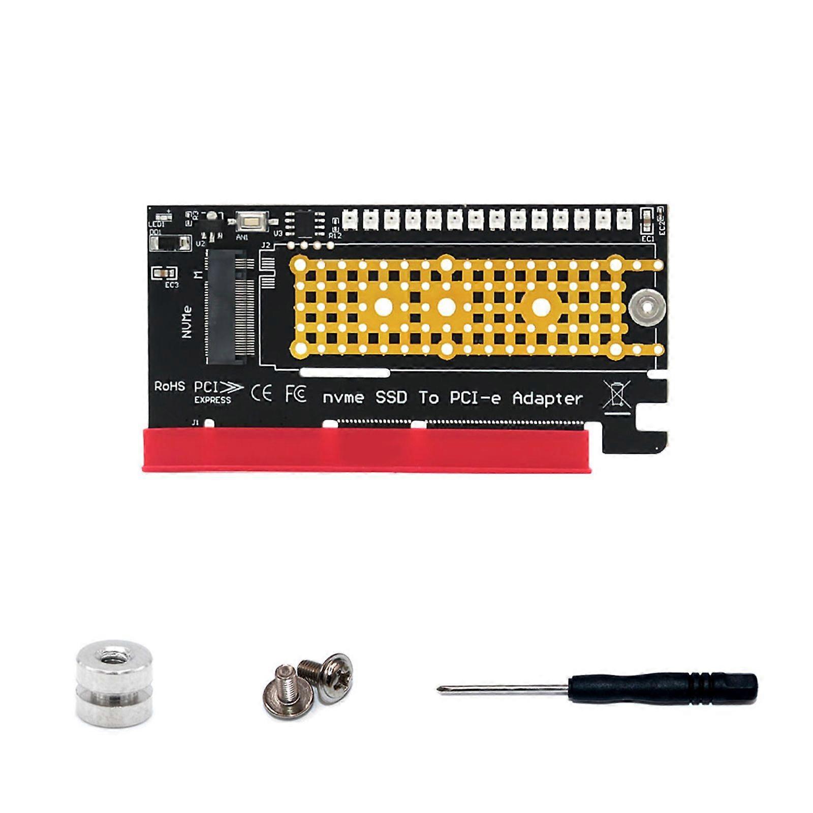 M2 NVME SSD to PCI-E Riser Card PCI-E X4 X8 X16 NVMe SSD Adapter with LED Lamp