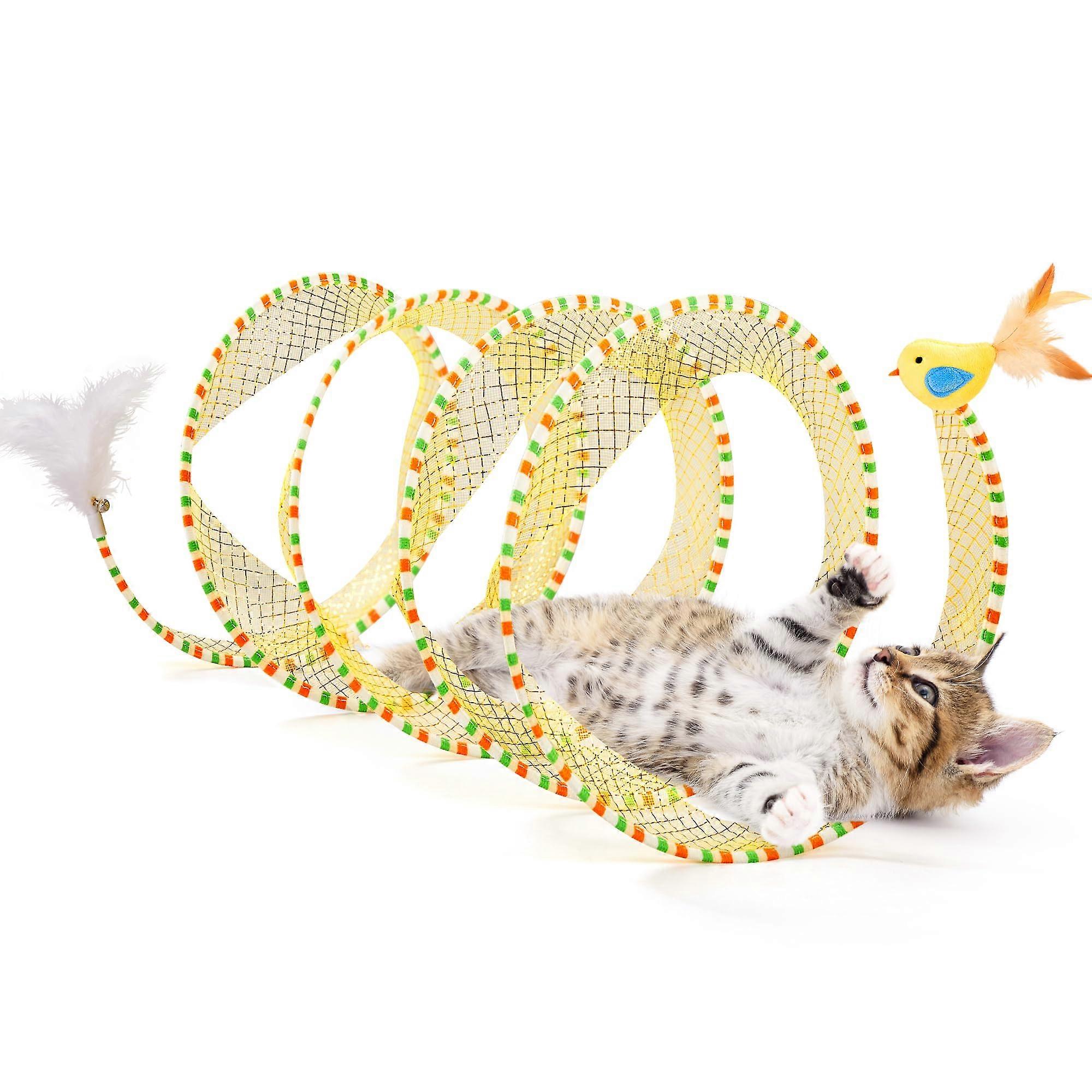 Spiral Tunnel Collapsible Spring Cat Toy for Cats Indoor Self Play 20 Inches Unfolded