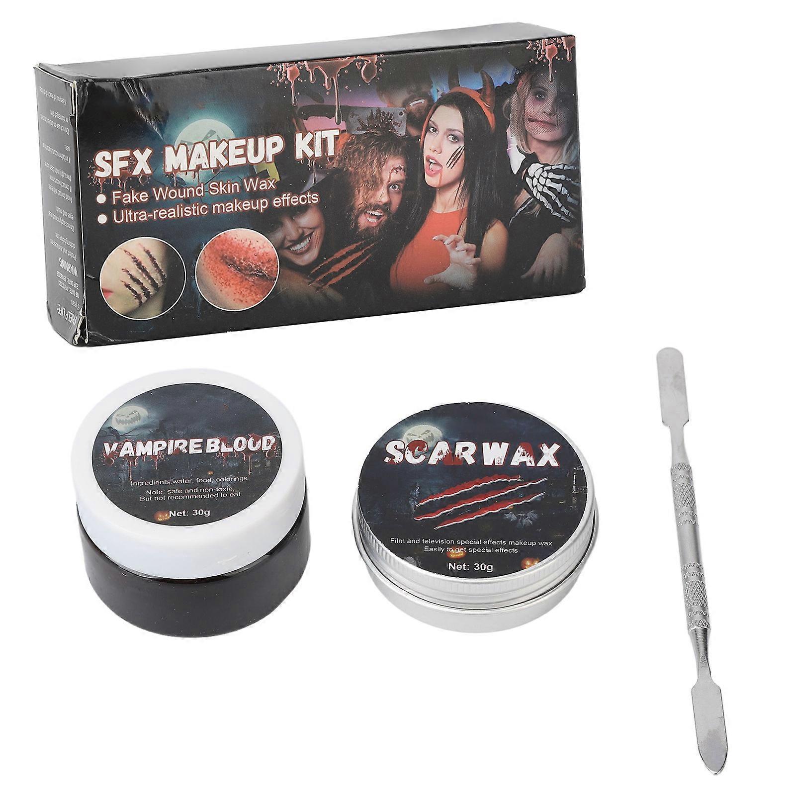 Scar Wax Coagulated Blood Kit for Wound Modeling Halloween SFX Makeup with Spatula for Realistic Effects