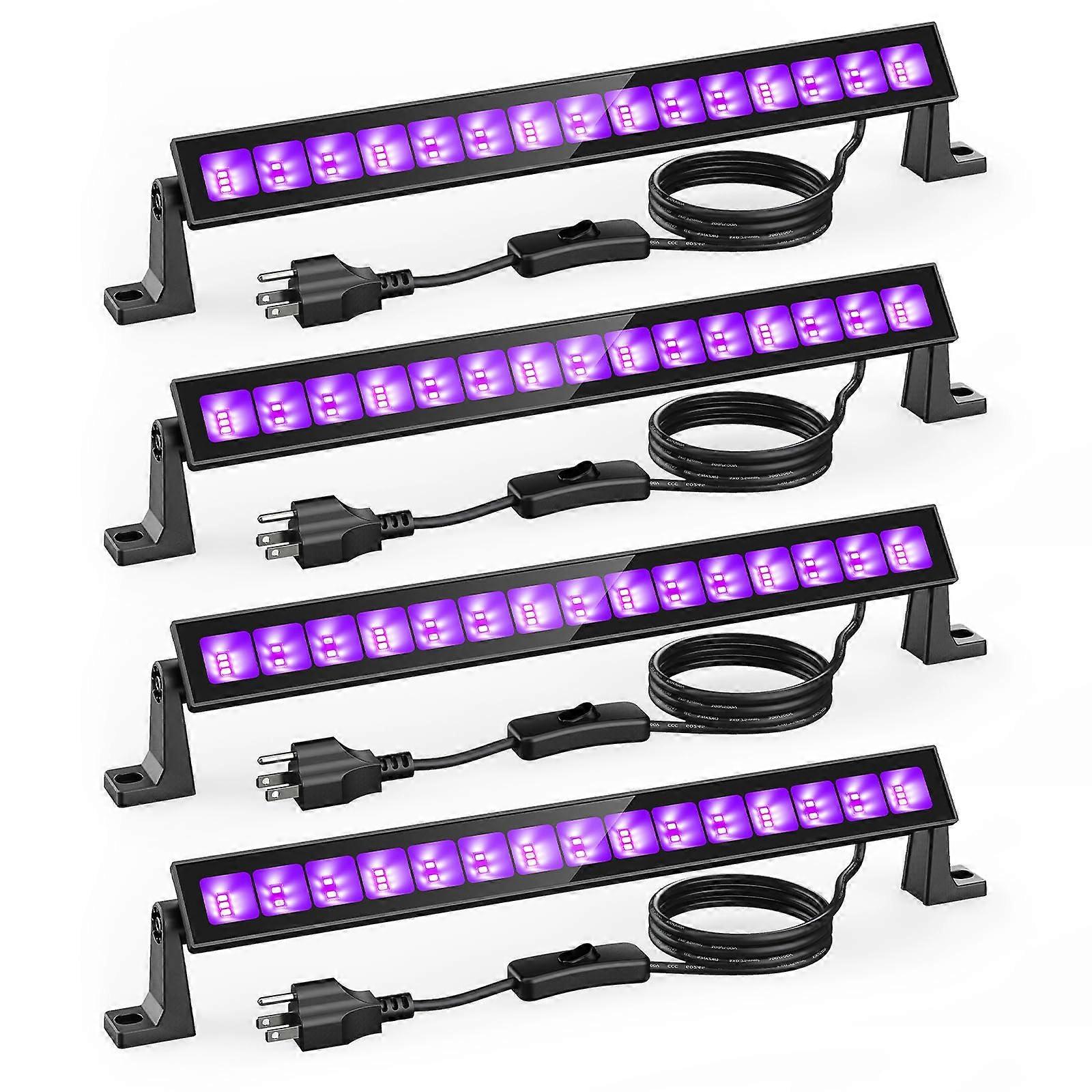 4PCS 40W LED Black Light Bar, Blacklight Bars with Plug 5FT Cord and Switch, Each 60 LED Beads
