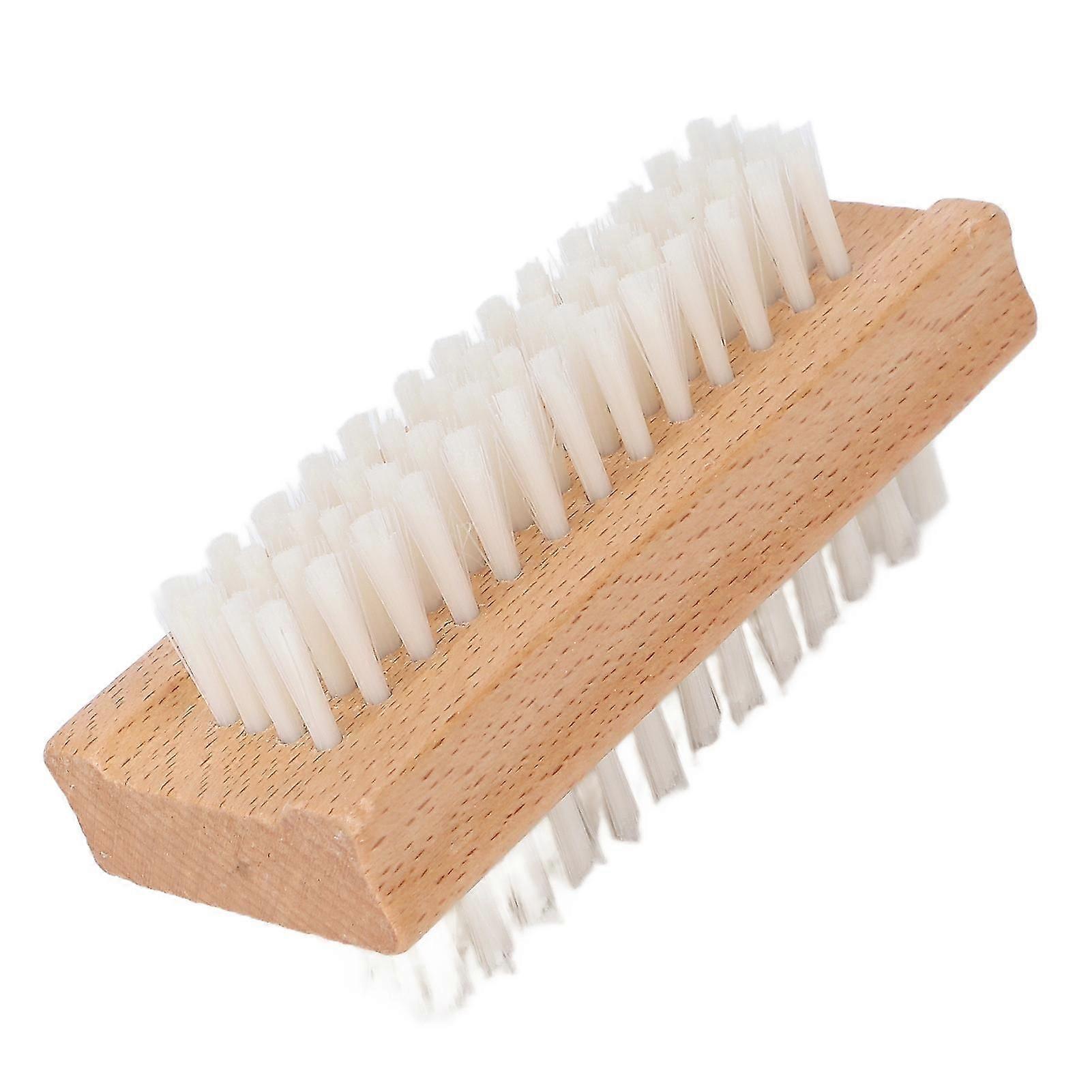 Double Sided Nail Brush Fingernail Toenail Cuticle Cleaning Wooden Manicure Pedicure Scrubbing Brush