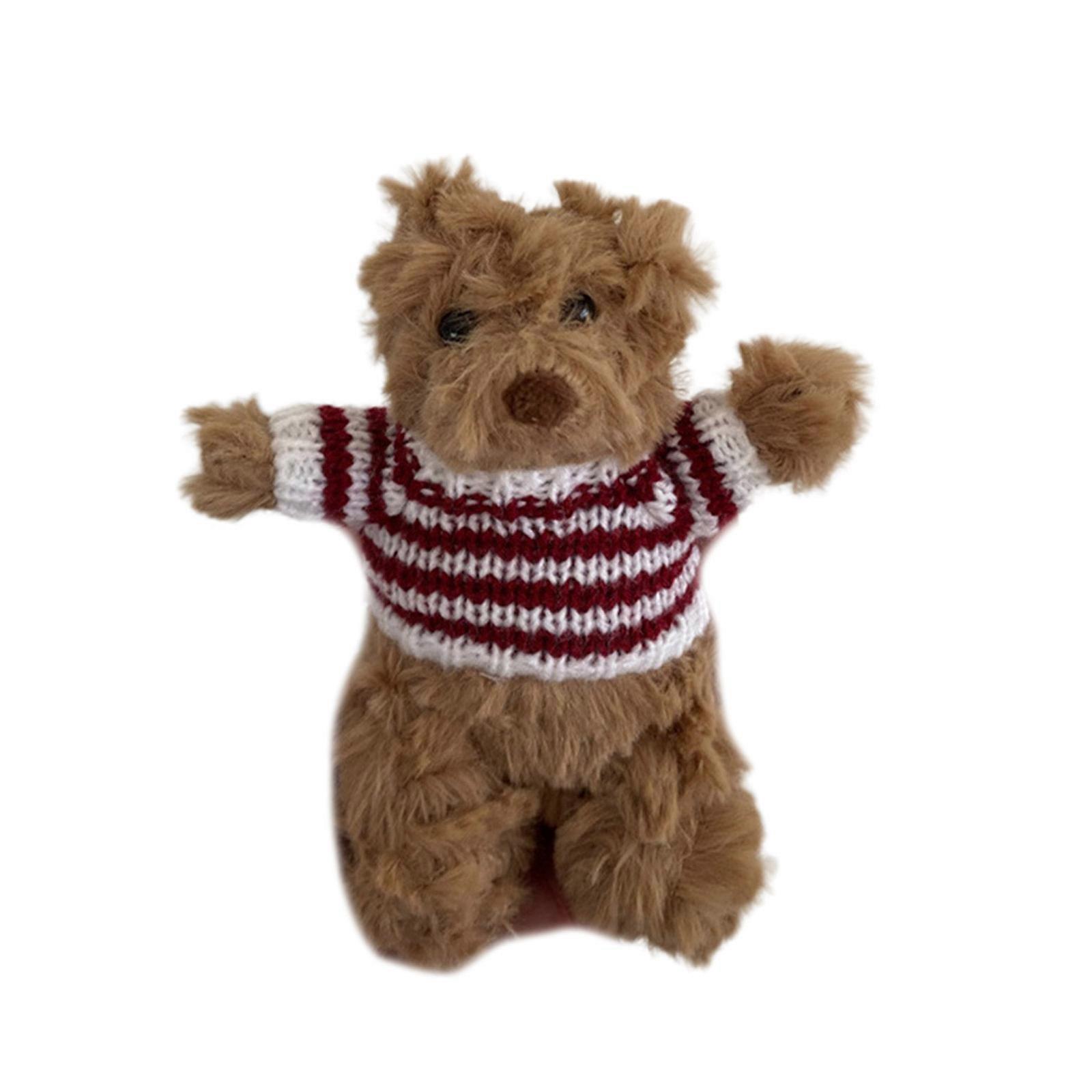 Soft Bear Keychain Plush Toy Pendant Keyring Animals Shaped Key Rings Stuffed Doll Ornament for Bag Phone Key Camera Red