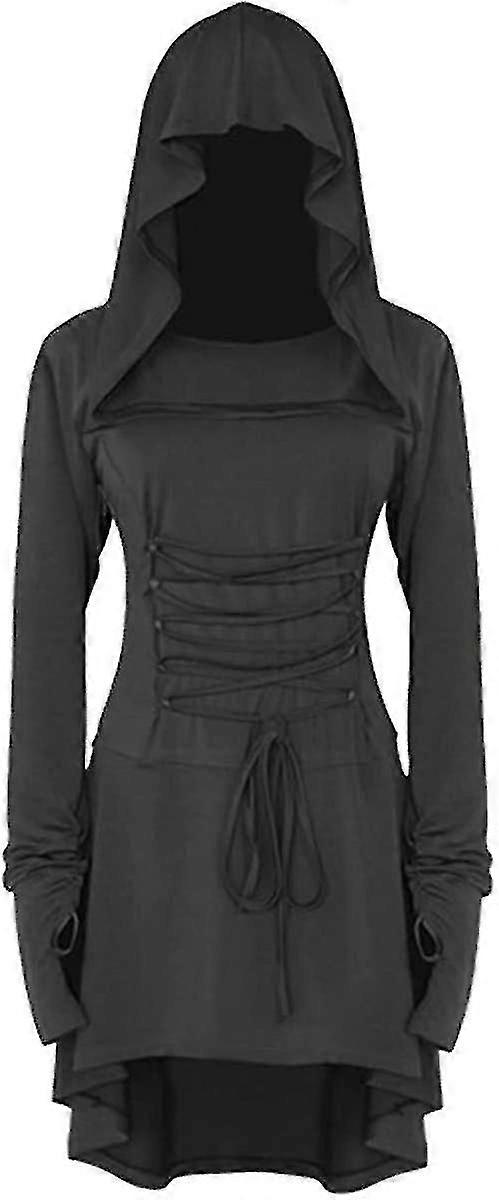 Women's Costume For Halloween Carnival Partit With Hood Belt Medieval Vintage Asymmetric Elastic Sleeve_w