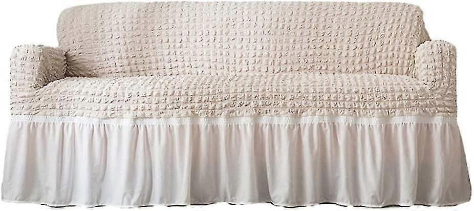 2人乗り145-185cmのためのベージュスカートとソファカバー拡張ソファカバーストレッチソファ