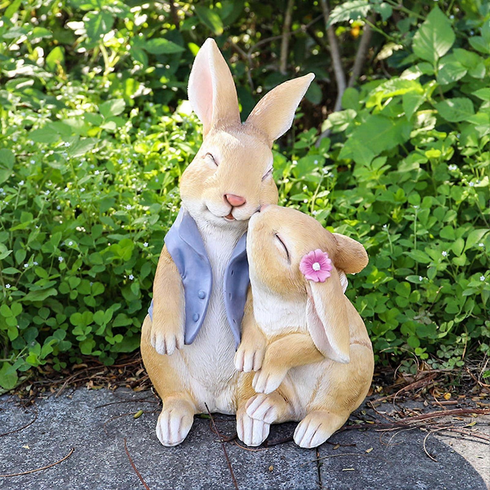 Rabbit Statue Resin, Coating Cute Vintage Vivid Look Clear Texture Garden Bunny Ornament