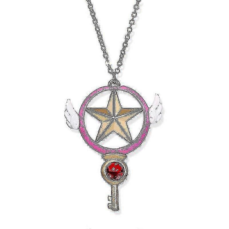 Collier pendentif Sakura Pentagram pour filles, pendentif baguette magique