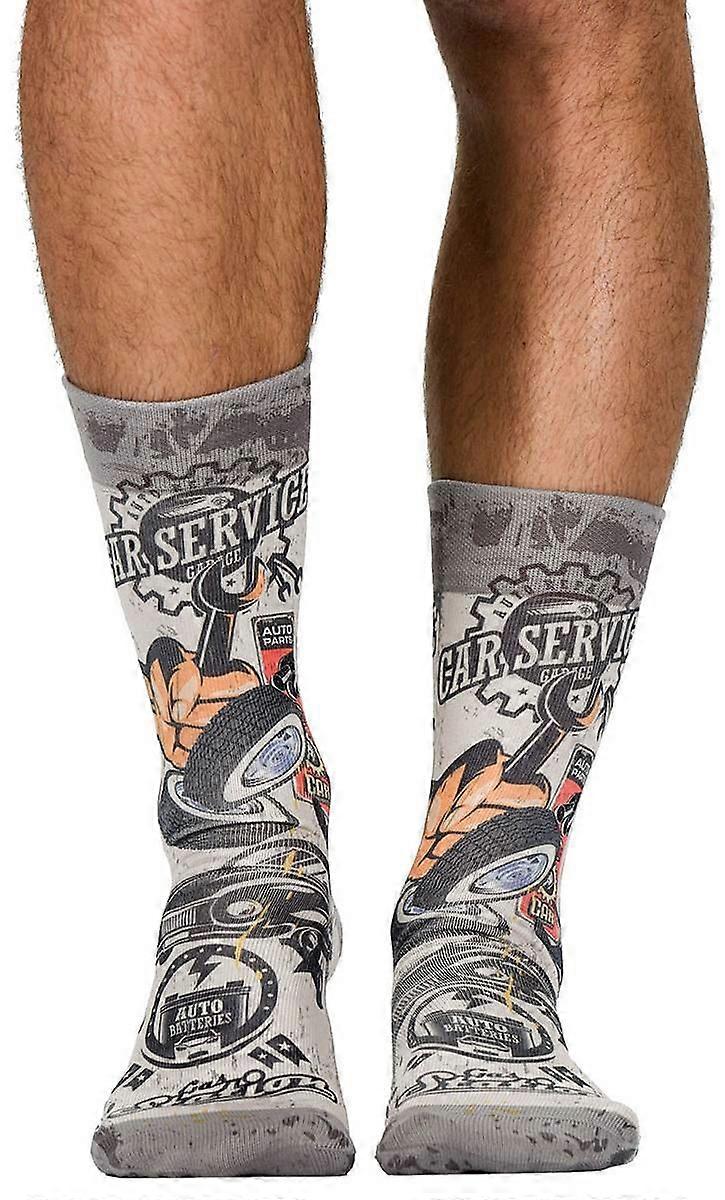 Wigglesteps Mechanic Socks - Grey/Orange/Red