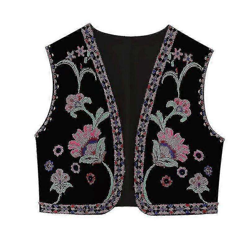 Kvinner blomsterbrodert vest i nasjonal stil