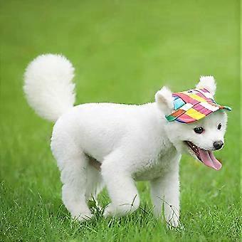 2pcs Dog Hat Sun Hat Baseball Cap Dog Hats for Small Medium Large Dogs with Ear Holes Adjustable Drawstring Breathable