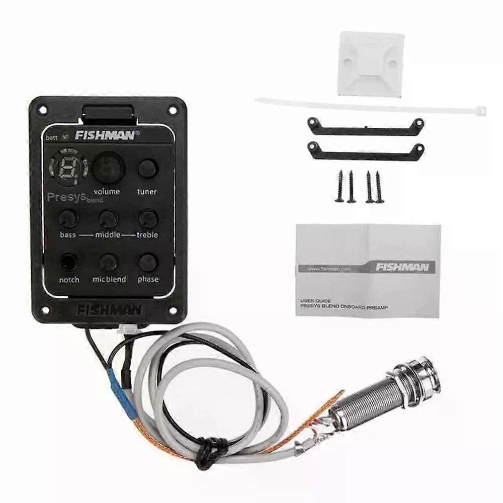 Kompatibel med Fishman 4-Band 301 EQ Hybrid Akustisk Gitarr Pickup Förförstärkare Tuner Piezo Mikrofon Piezo