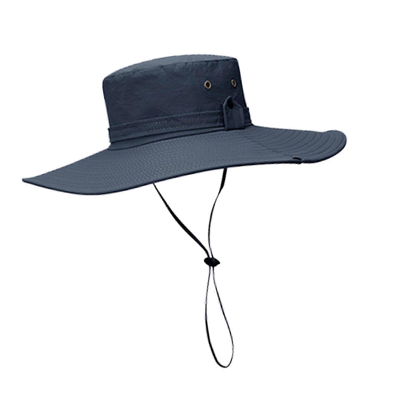 Bucket Hat Wide Brim UPF50+ Breathable Water Repellent with Adjustable Drawstring Sun Hat for Men Hiking Camping Beach Dark Blue 