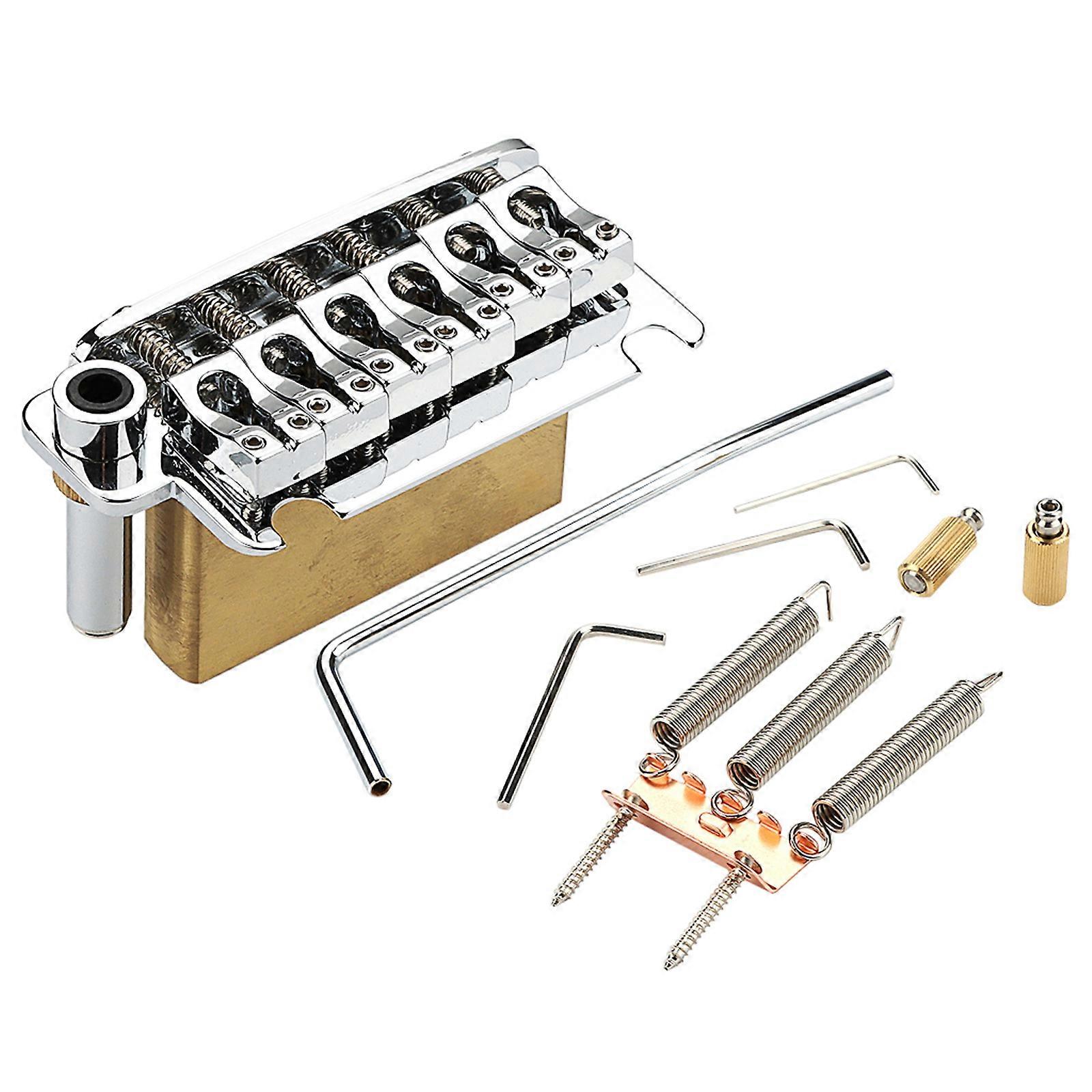 Tremolo Bridge and Full Size Brass Block 2-Point Electric Guitar Tremolo Bridge Replacement Easy to Installation