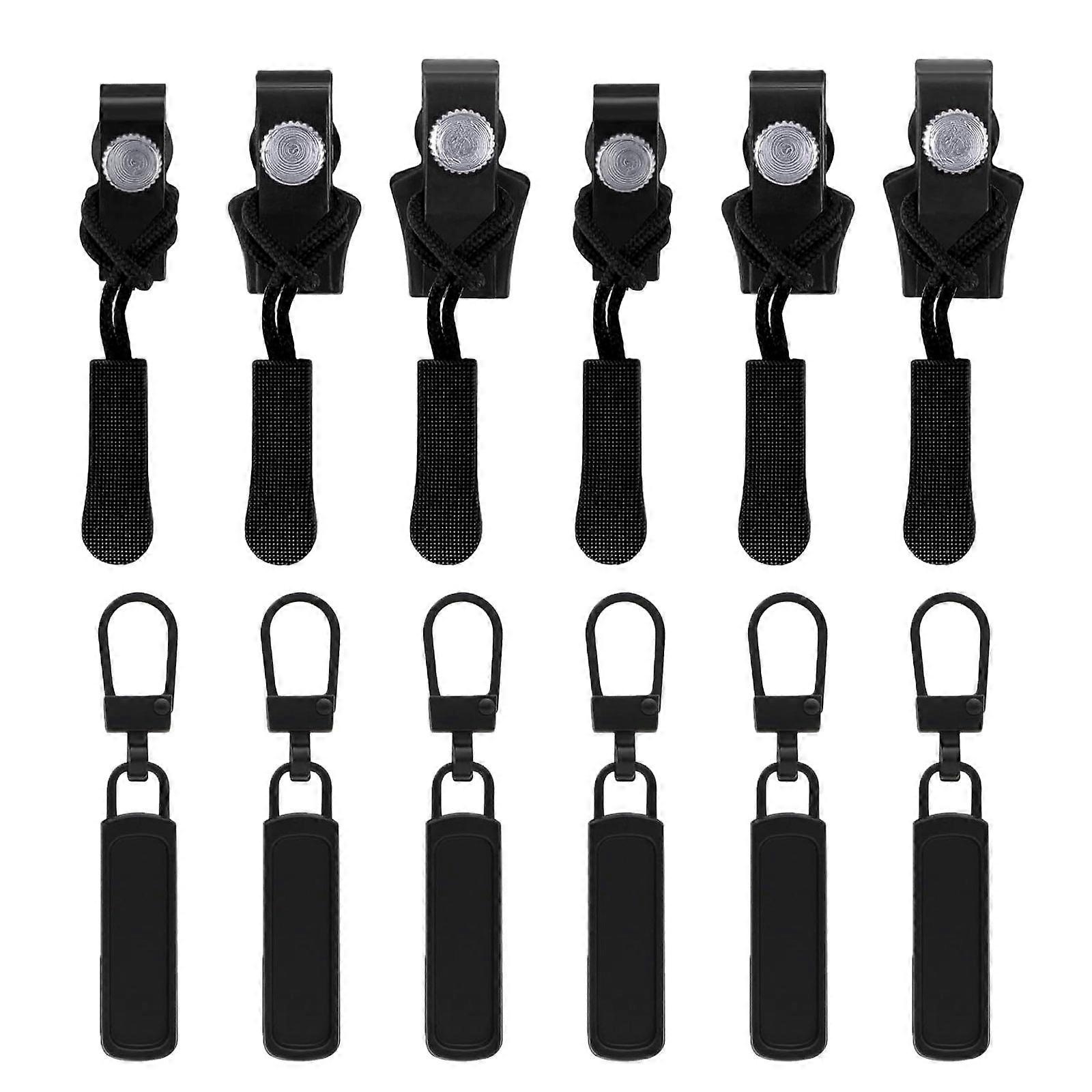 12 Pcs/Set Quick Instants Zippers Pullers 3 Size Zips Repair Set Zippers Replacement Set Easy to Install Zips Pulls