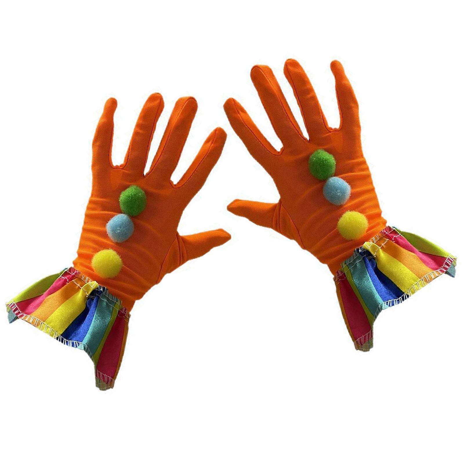Creative Clown Gloves with Colorful Plush PomPoms Design For Festival Event Gathering Carnivals Costume Accessory