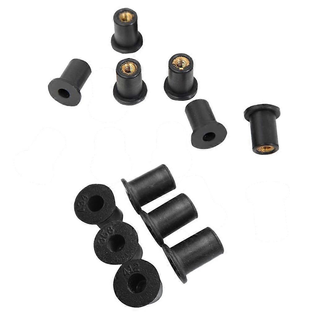 12pcs Black Rubber Insert Bushing Wellnuts Well Nuts Fairings