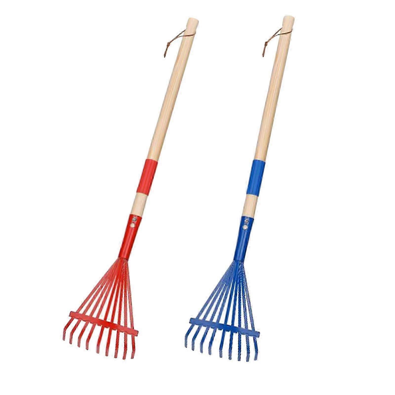 2x Garden Rake 9 Tines Yard Rake Accessories Leaf Rake for Yard Garden Shrub