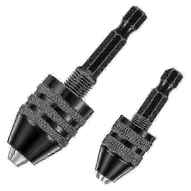 2025 2-Piece Hex Shank Keyless Drill Chuck Screwdriver Conversion Tool with Quick-Change Drill Bit Adapters
