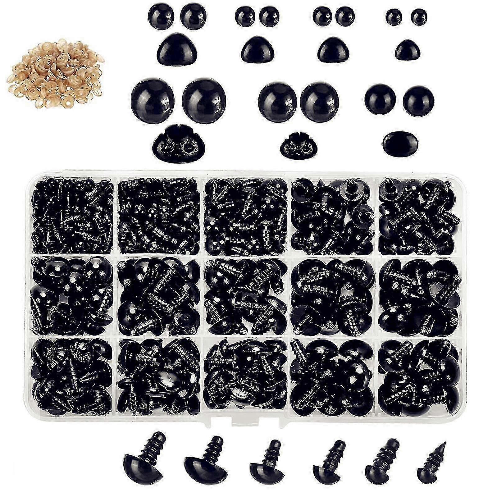 Plush Toy Eyes and Noses with Washers Assorted Sizes for Doll Making Craft