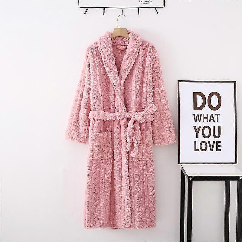 Vinter Varm Korall Fleece Par Lång morgonrock Tjock Flanell Kvinnor Sexig Badrock Nattkläder Nattkläder Lös Casual Hemkläder Loungewear