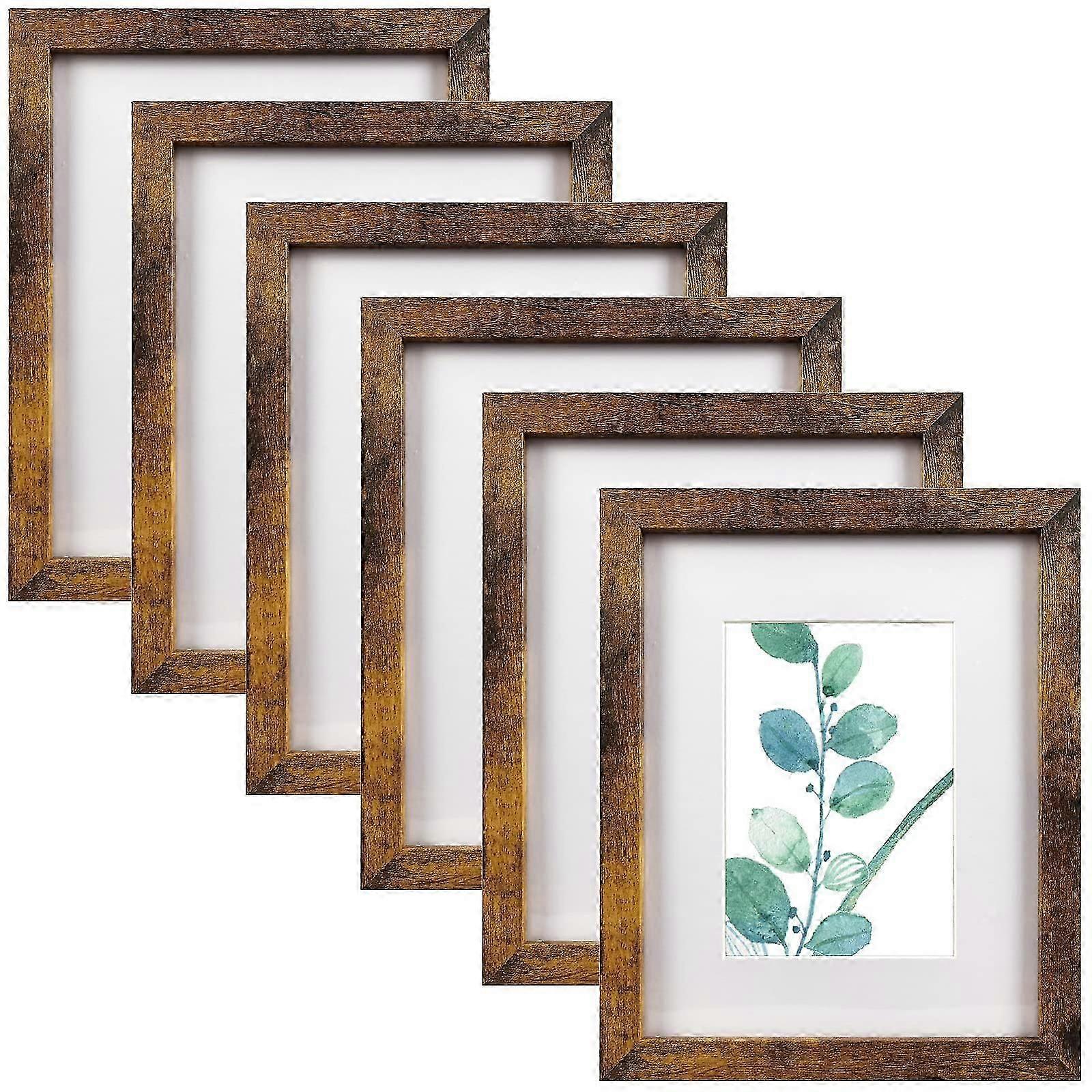Conjunto de 6 Molduras Marrom com Tapete de 8x10 Polegadas para Fotos 5x7