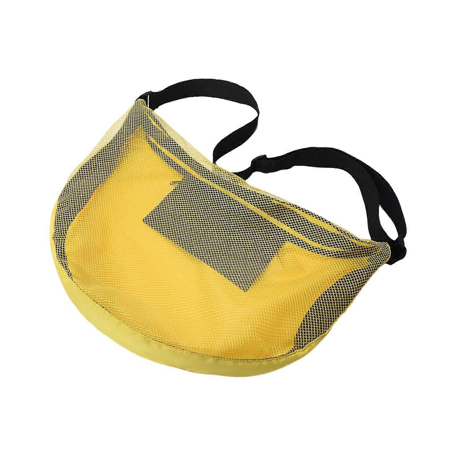 Single Ball Bag Carrier One-Ball Capacity Adjustable Shoulder Strap Basketball Storage Net Yellow