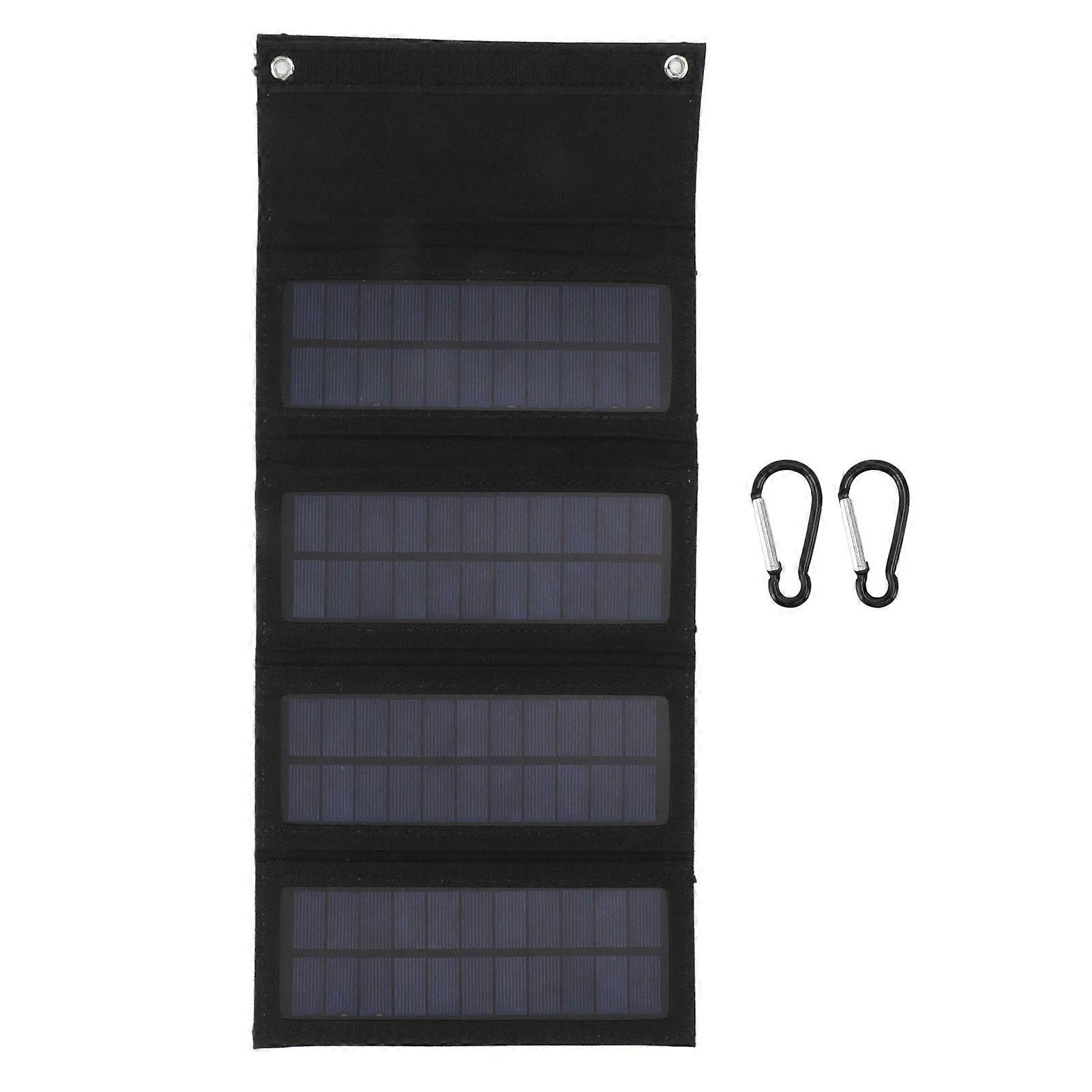 40W 4-Fold Foldable Monocrystalline Solar Panel Charging Bag for Camping Hiking Emergency Charging Black