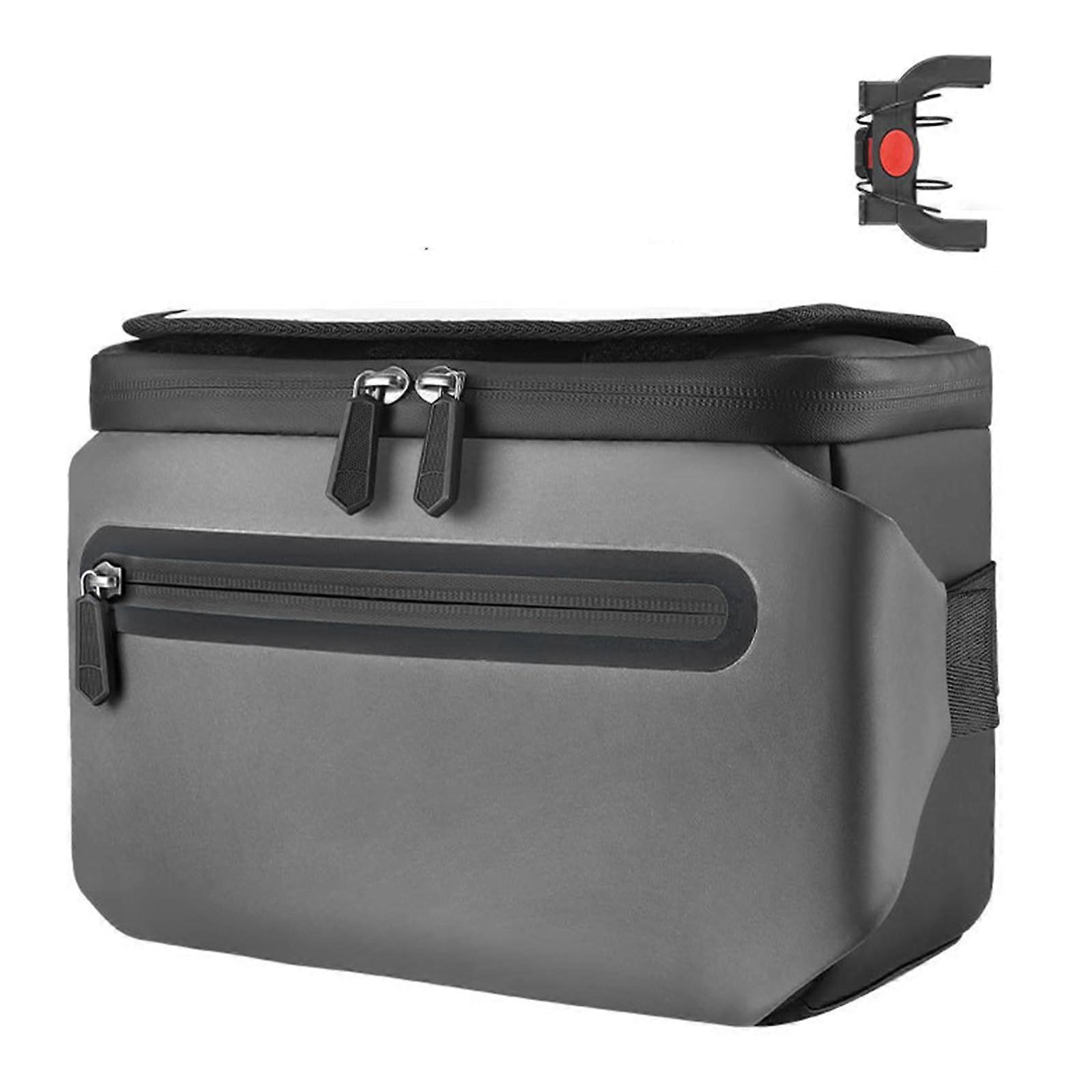 Bicycle wage bag with shoulder strap large capacity front storage pockets phone holder grey