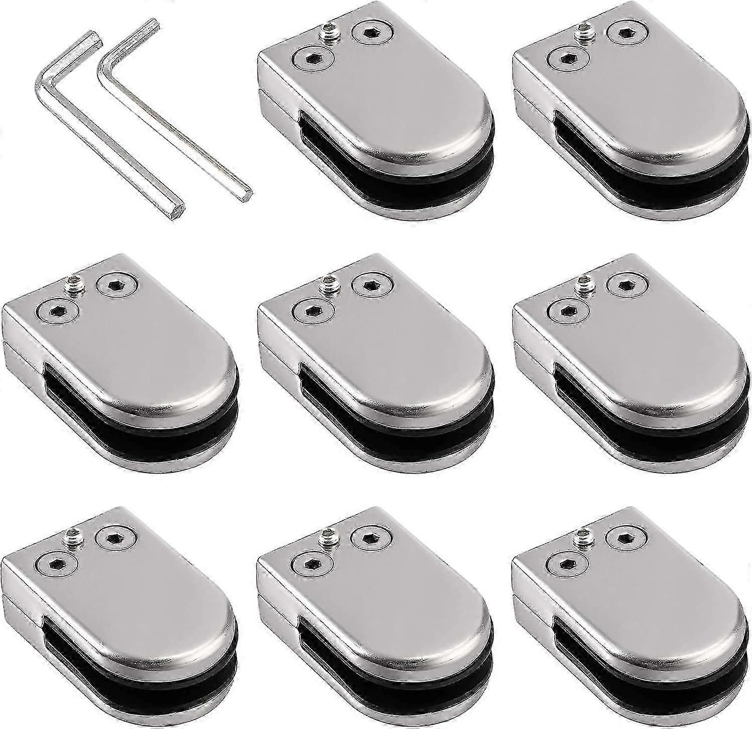 Glasklämma 8 st 8-10 mm 304 rostfritt stål glasklämma klämstöd platt baksida kromfinish