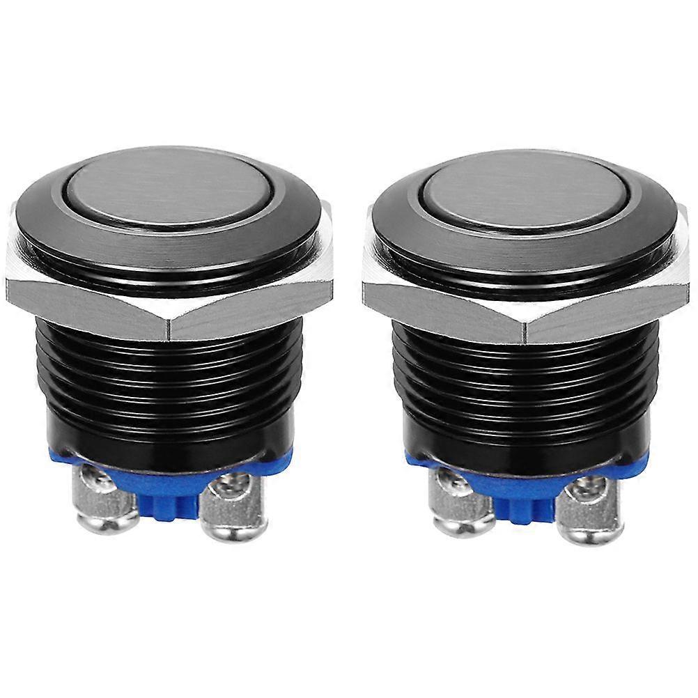 2pcs 16mm Momentary Push Button Black Shell Switch Door Industrial Reset Switch