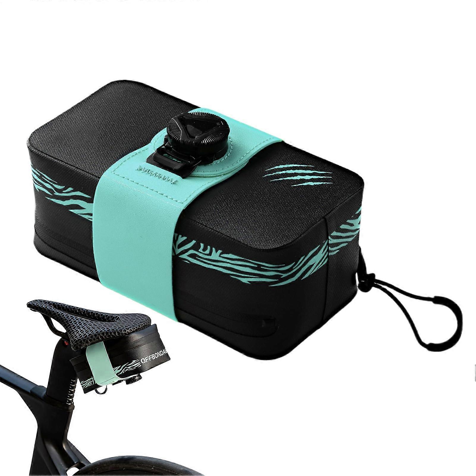 Bike Saddle Bag, Storage Pack, Easy Attachment, 6.1 x 2.56 x 2.17 Inches, Cyan Blue