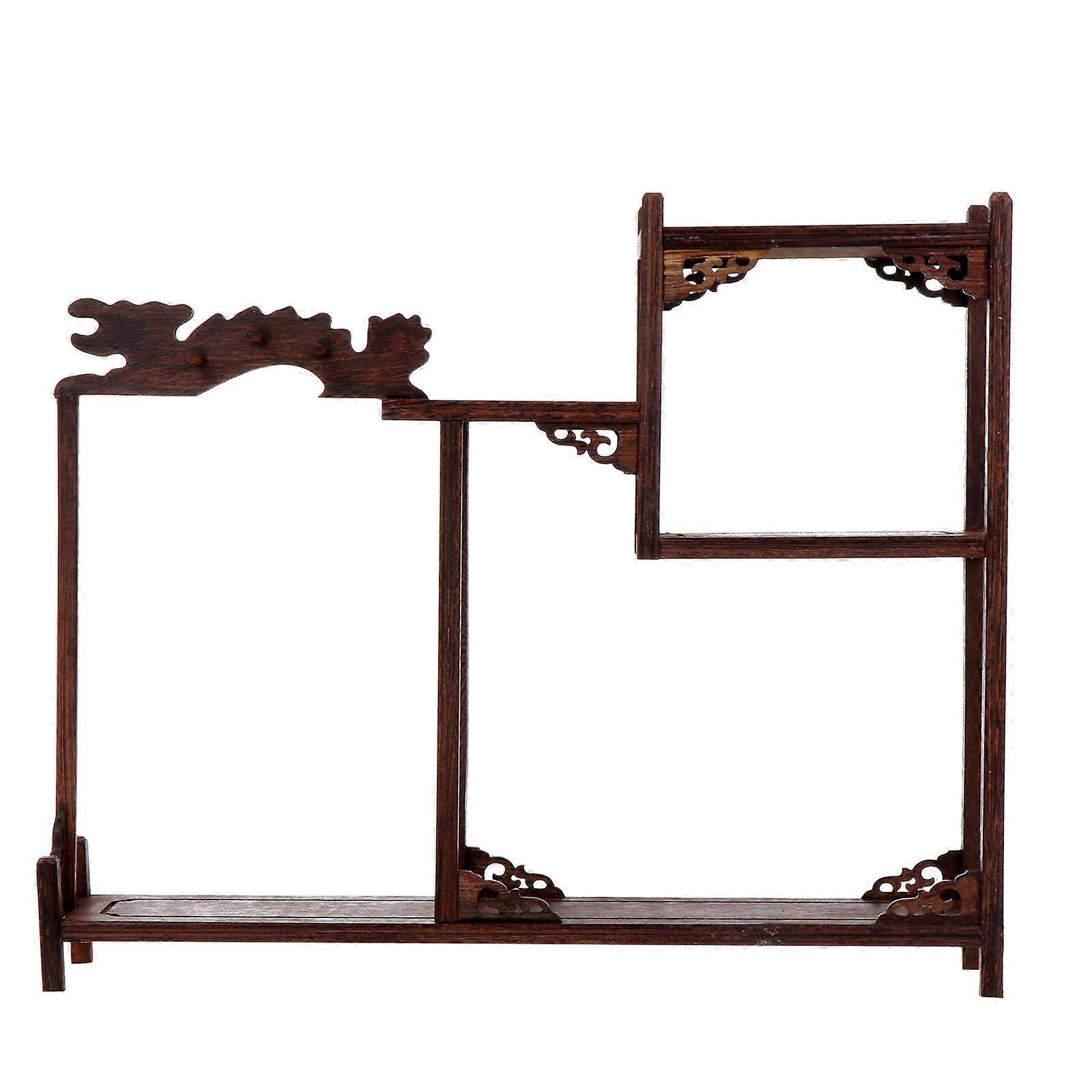 Antique Display Stand with Pattern for Home Use Dark Red Plastic 7.8 Inches