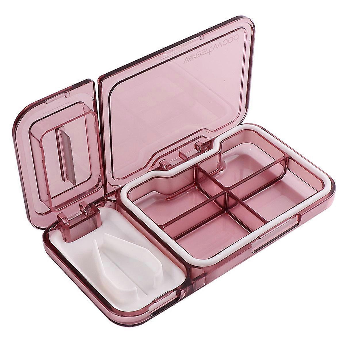 Segmented Pill Container Pill Spliter Compact Medicine Organizing Red 1Set