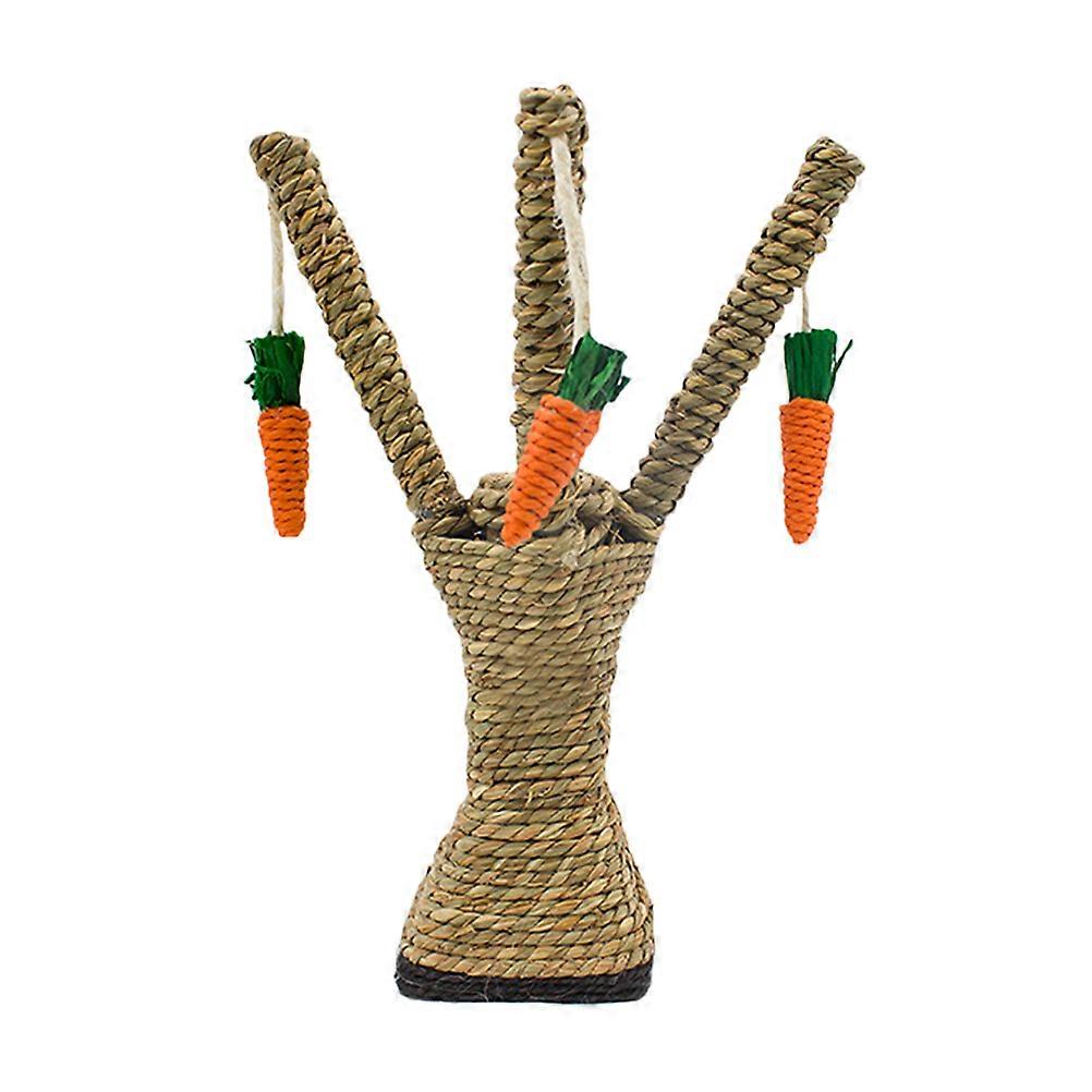 Sisal Cat Scratcher Hanging Carrot Tree Branch Style Kitten Teaser Indoor Play Home Use Wood Material 32*10*10cm Scratch Resistant 1Pack