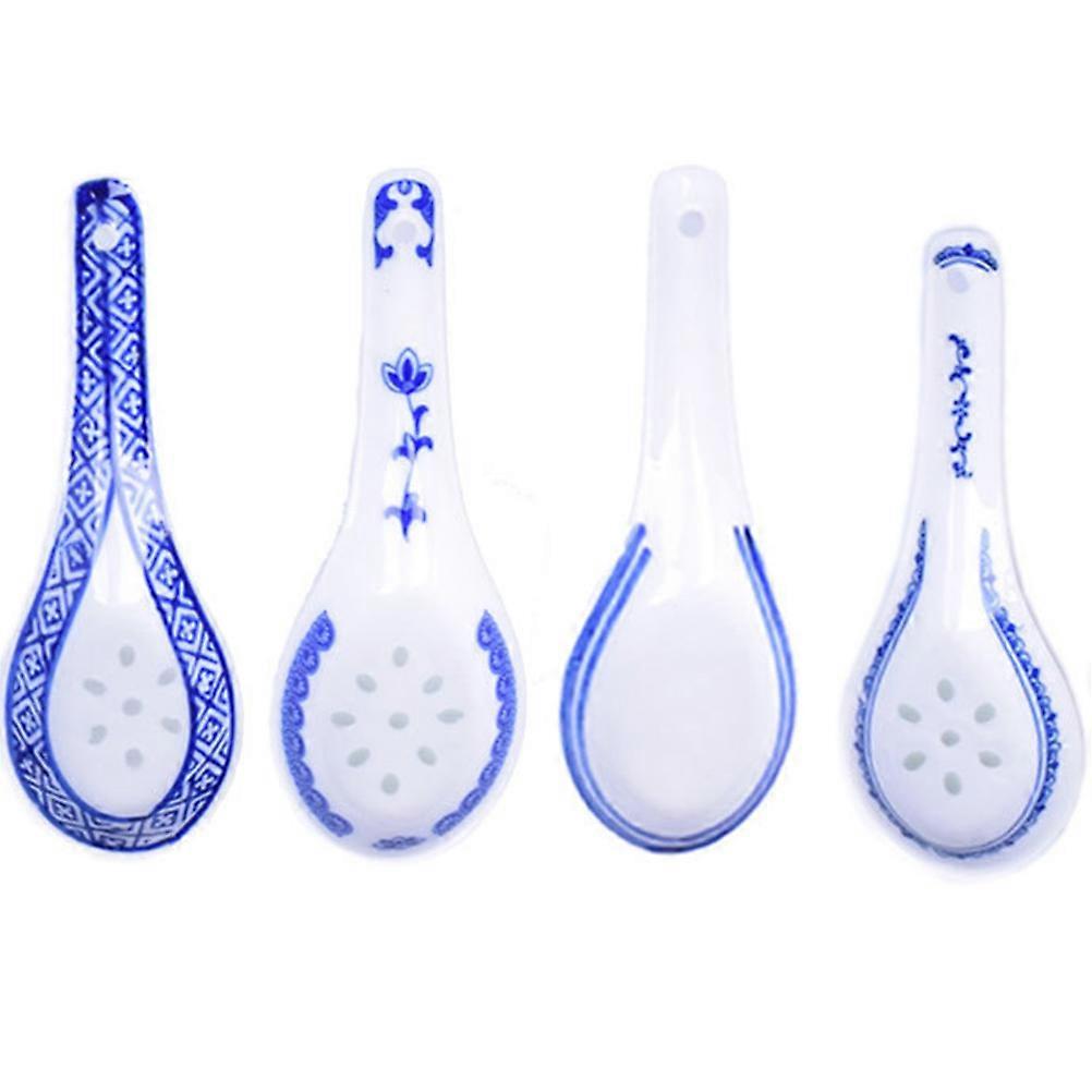Chinese Ceramic Spoon For Serving Cereal And Appetizers 13.5*4.5CM 5Pcs