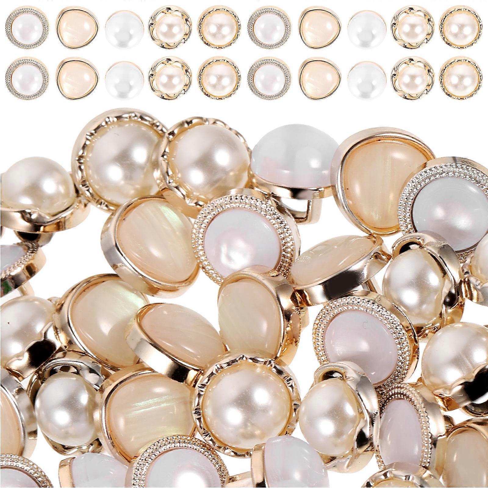 Pearl Buttons For Sewing Faux Pearl Button Decorative Sewing Craft Projects 1.20x1.20x1.00cm 50Pcs