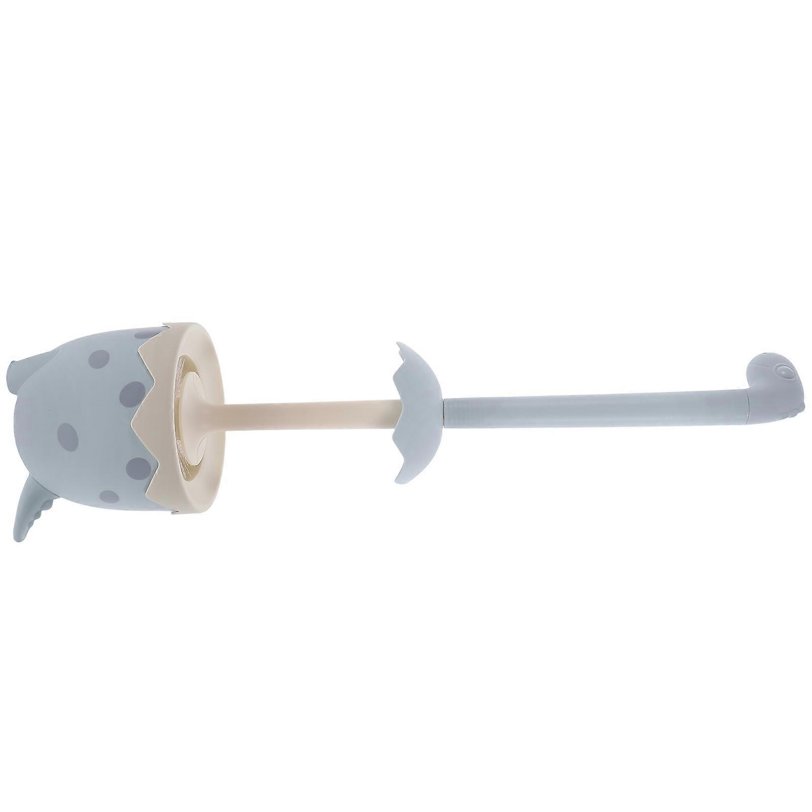 Durable Cartoon Dinosaur Toilet Brush with Ergonomic Handle, Space Saving Holder & Drip Base for Compact Bathroom Cleaning – Blue