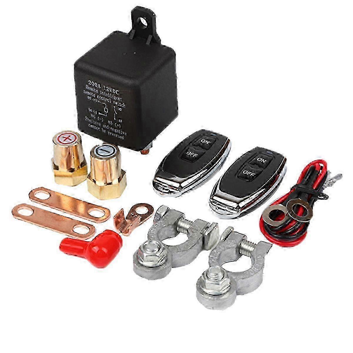 200A 12V Battery Disconnect Switch Dual Remote Control Anti-Theft Power Cut Off Relay for Car Vehicle Edition 0620