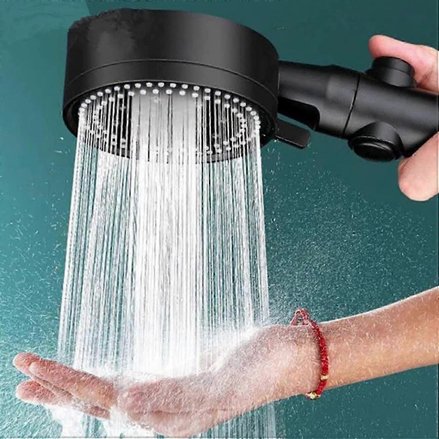 Water Saving High Pressure Shower Head 6 Modes Adjustable Bathroom Shower Head Anti Limescale Shower Head With Stop Easy To Install (black-a)