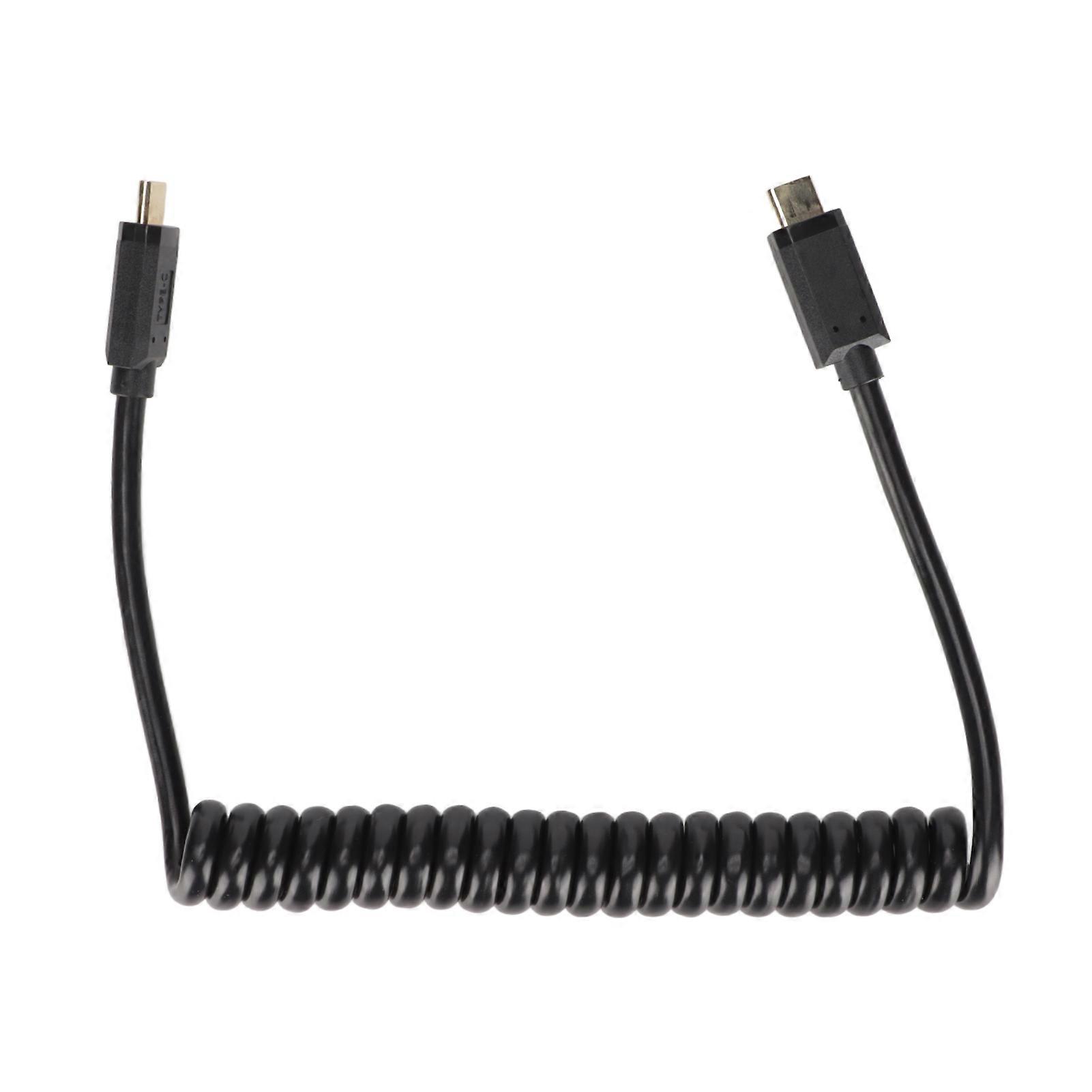 USB C to USB C Cable 14K 60Hz 3A Fast Charging 10Gbps 1.2m Coil Spring Design USB C Power Cable Straight Male Plug to Straight Male Plug