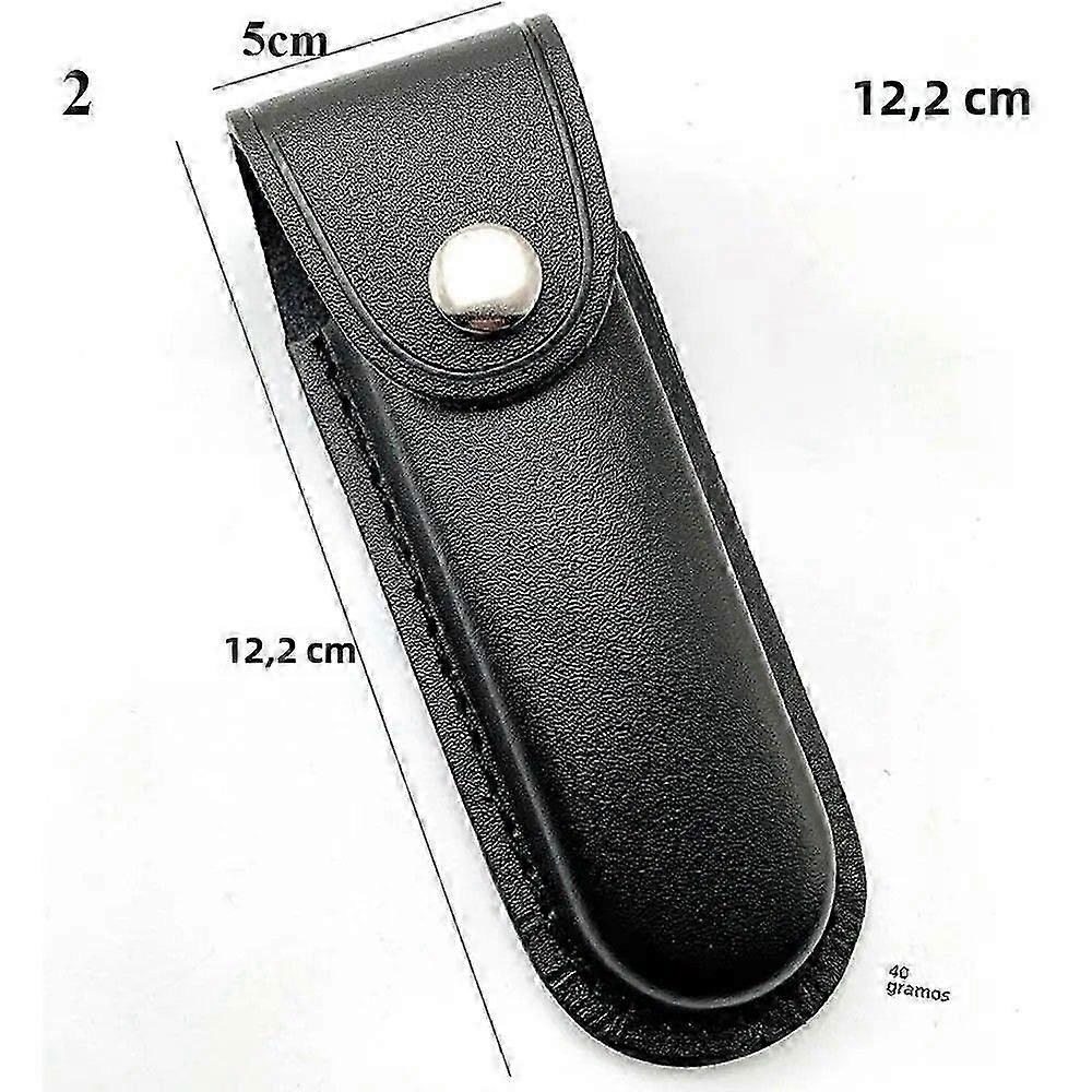 Leather Sheath for Folding Knife and Flashlight with Belt Loop, Portable Outdoor Carrying Equipment