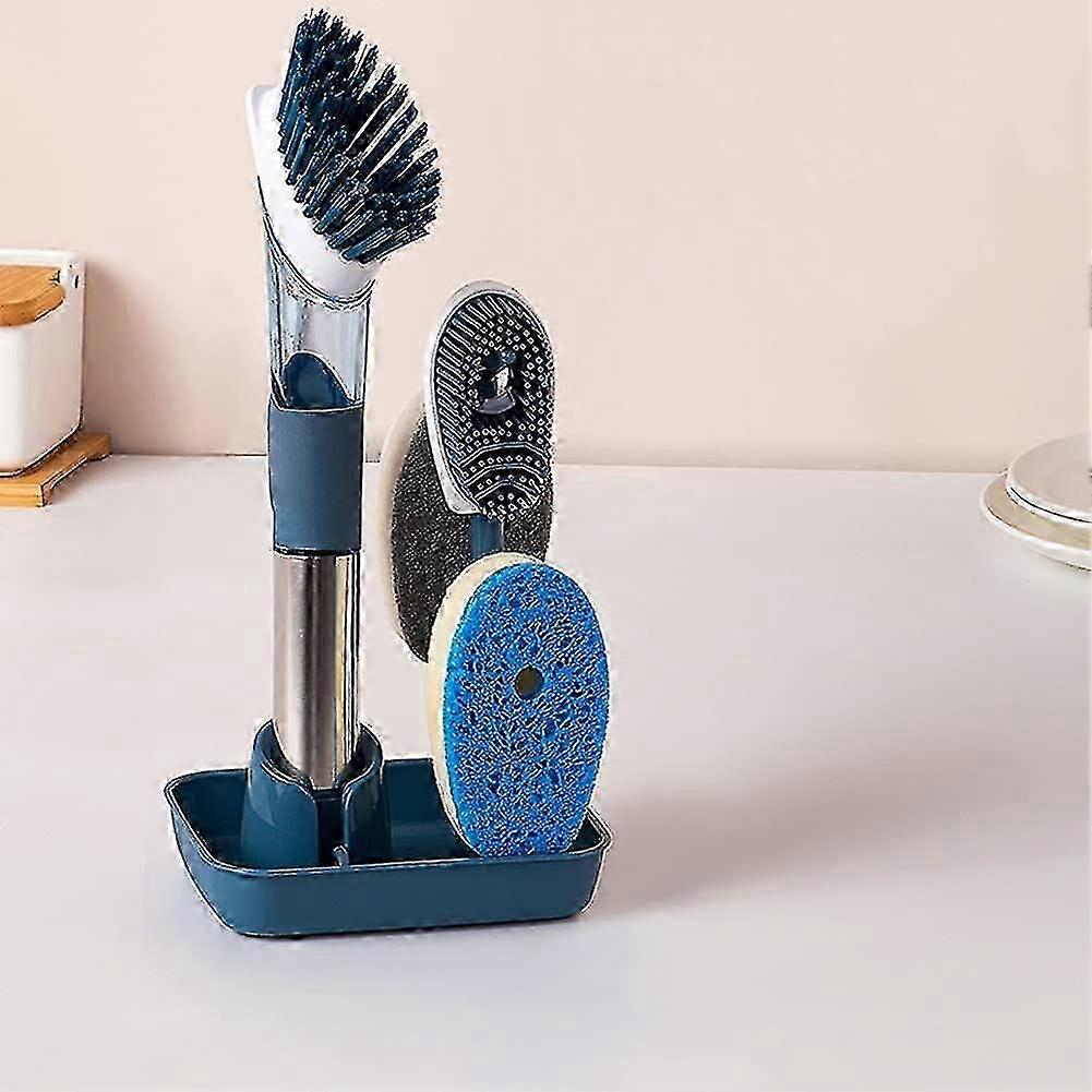 Premium Dish Soap Dispenser Brush with Scratch-Resistant Sponge Head