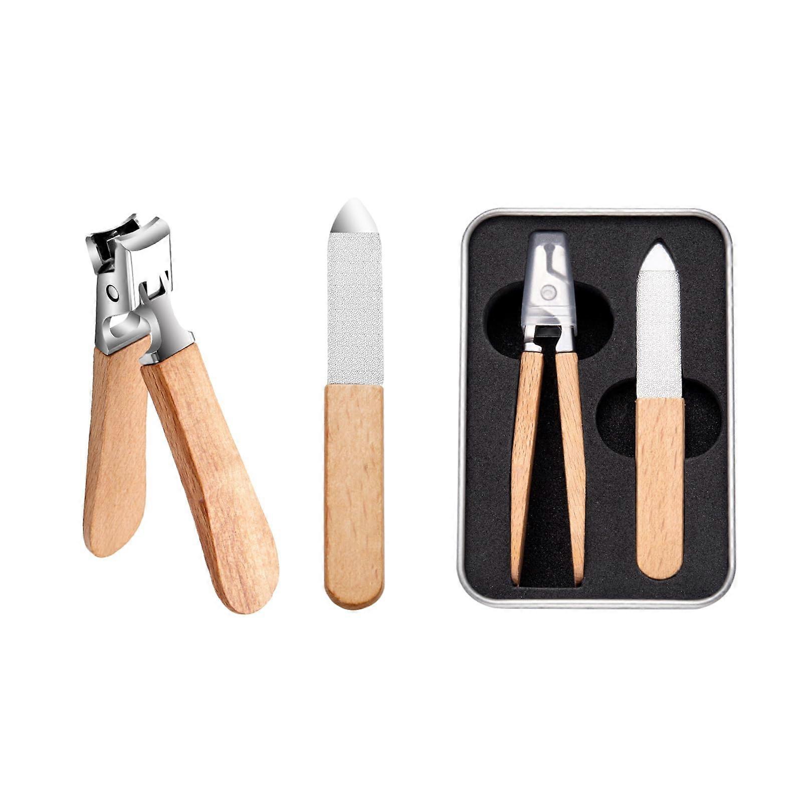 Professional Stainless Steel Nail Clipper with Wood Color Handle for Precision Grooming