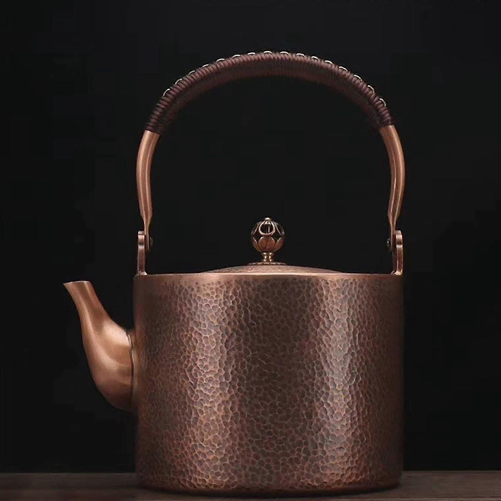 Handmade Copper Teapot Pure Copper Kettle Teapot Kettle Stove Thick Hammered Teapot (2L)