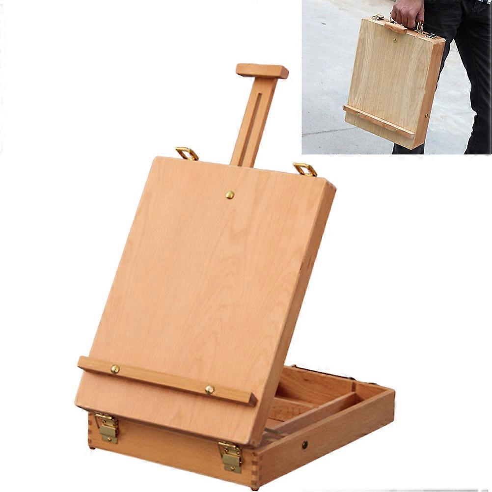 Wood Easel For Painting Tabletop Easel Box Adjustable Canvas Height For Beginners Leather Material 1Pack