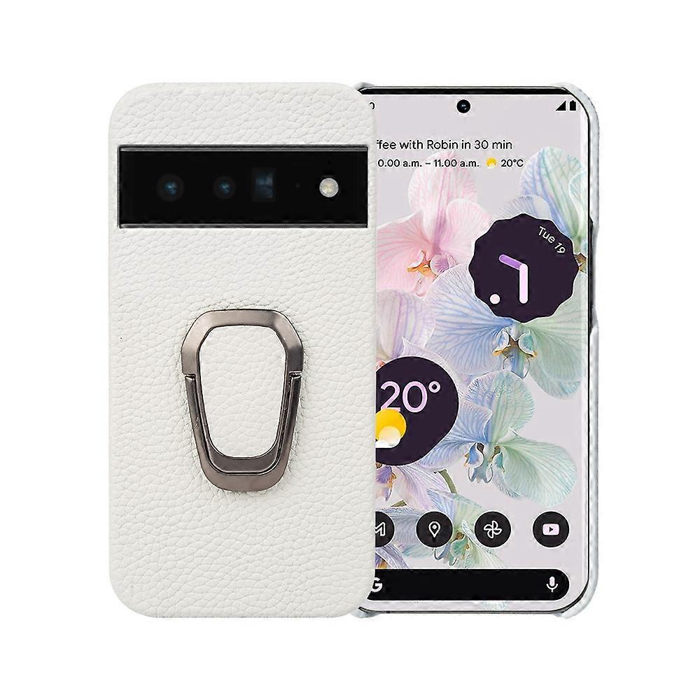 For Google Pixel 6 Pro Ring Holder Litchi Texture Leather Phone Case