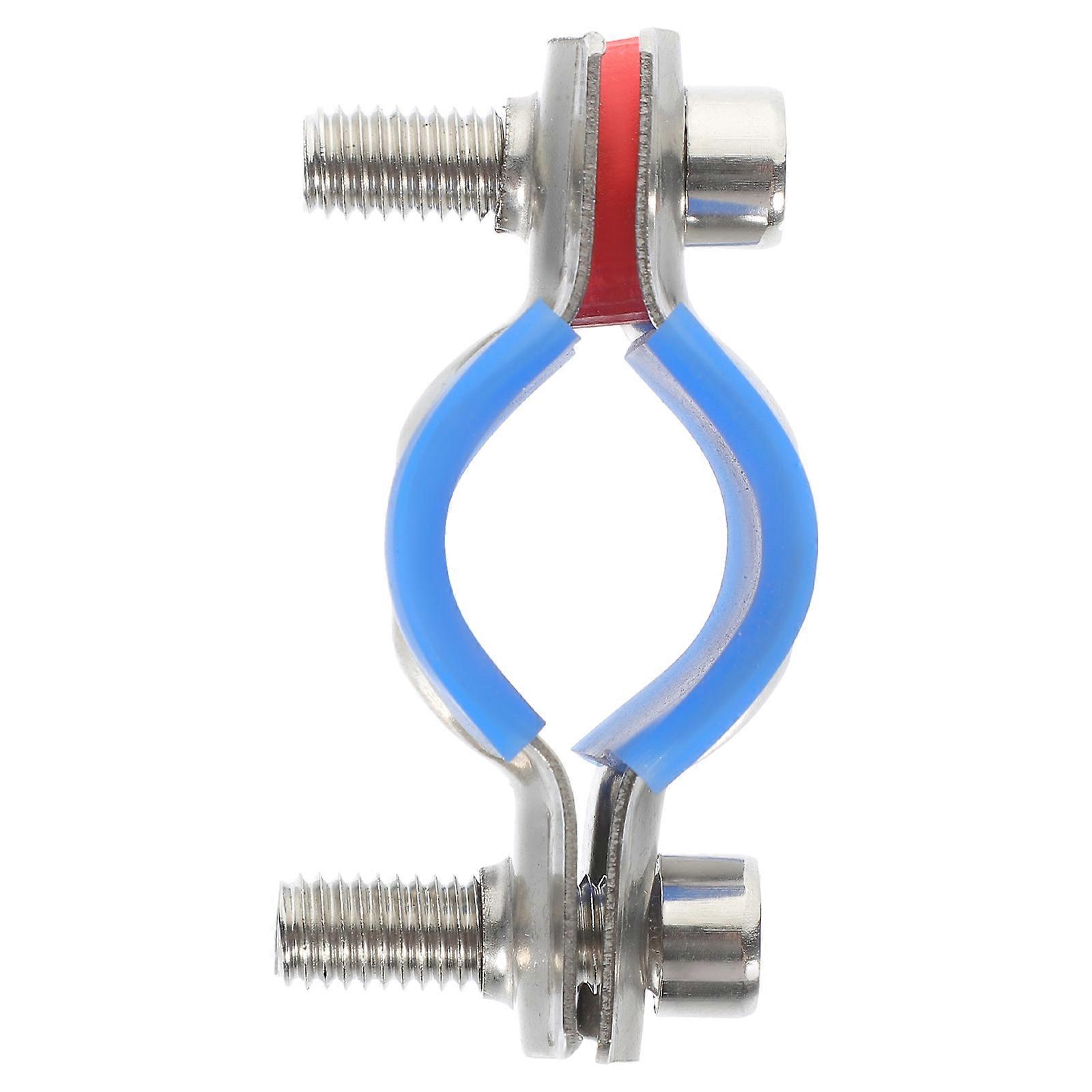 It sounds like you're referring to or looking for an **adjustable support bracket clamp ring for pipes**, made from **stainless steel**, and equipped