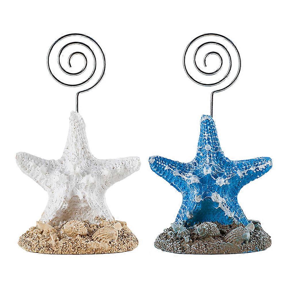 2pcs Mediterranean Sea Star Note Clips Decorative Memo Holders for Tabletop Use at Home Office Weddings and Parties