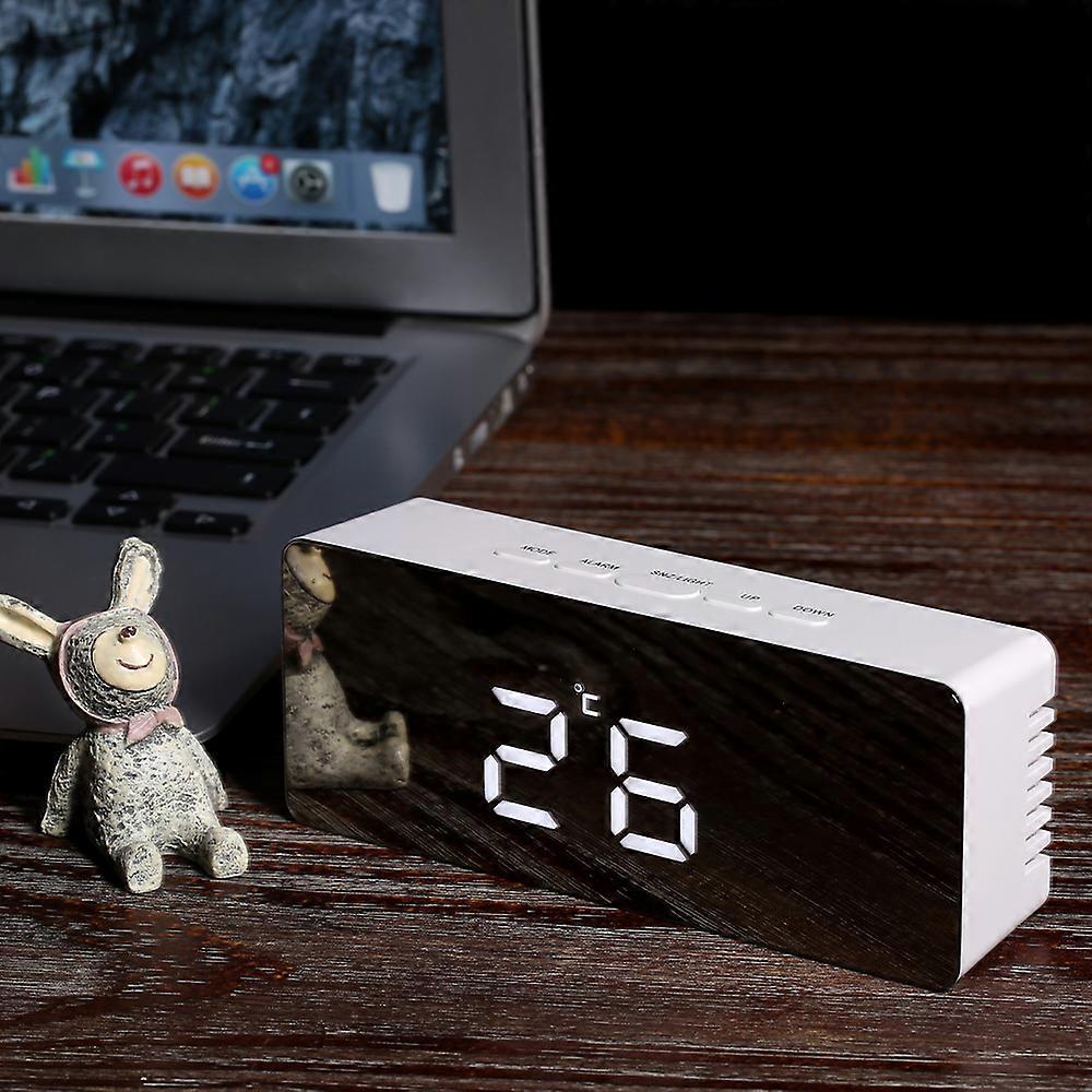 Multifunctional Plastic Mirror LED Night Light Thermometer Digital Wall Clock Lamp Alarm Clock